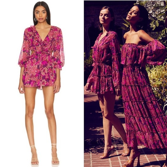NWTRevolve x MisaAzalea Romper in Fuchsia BatikSz XS